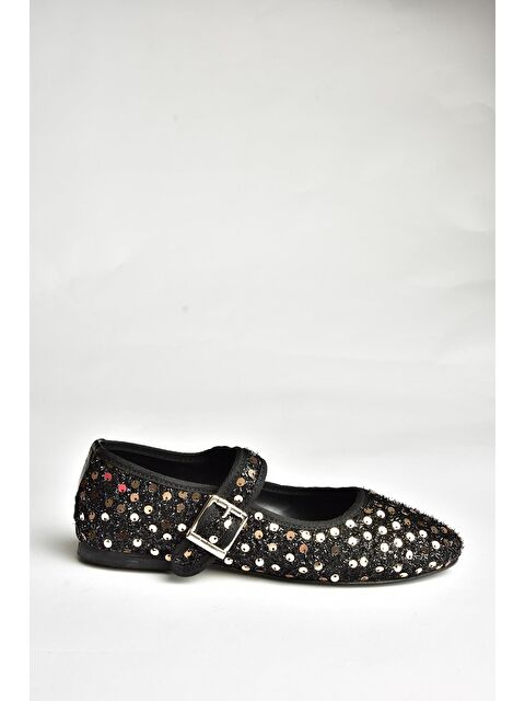 Fox Shoes U7256755 Siyah/Altın Kadın Babet - S000369011-37420