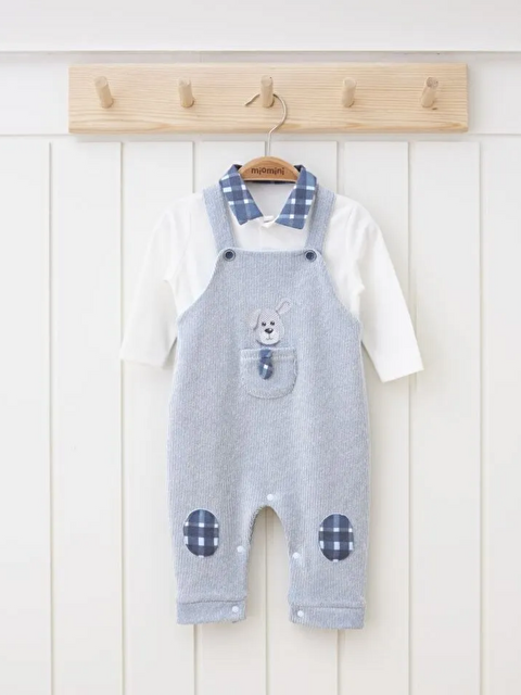 Mymio Gömlek Yaka Uzun Kollu Erkek Bebek Salopet 2'li Takım - S000490236-17234