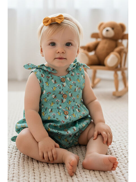 Parla Kids Kız Bebek Kuş Desenli Salopet - S000484918-29488