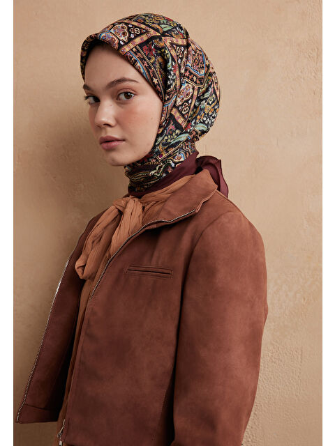 Fresh Scarfs Nordıc Paısley Desen Pamuk İpek Eşarp Bakır