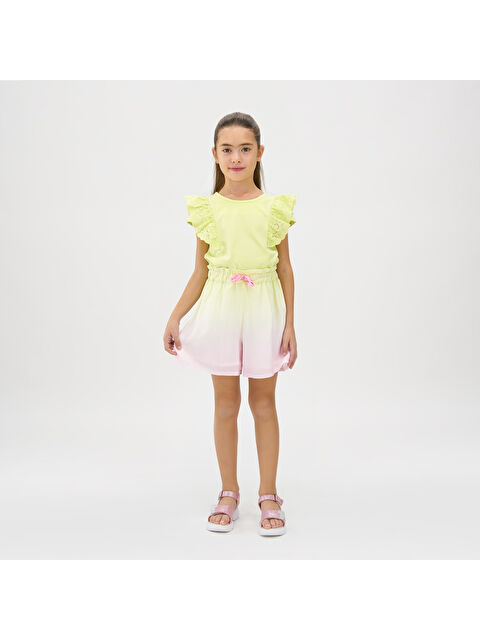 Panço Kız Çocuk Fırfır Detaylı Tişört - S000250893-18194