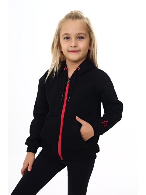 Toontoykids Kız Çocuk Nakışlı Fermuarlı Sweatshirt