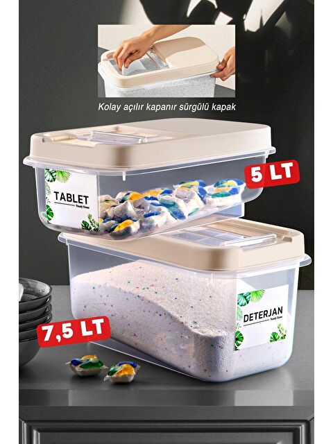 Nandy Home Kolay Kayar Kapaklı 2'li Set Multibox Tablet/Deterjan Saklama Kutusu - S000012692-23173