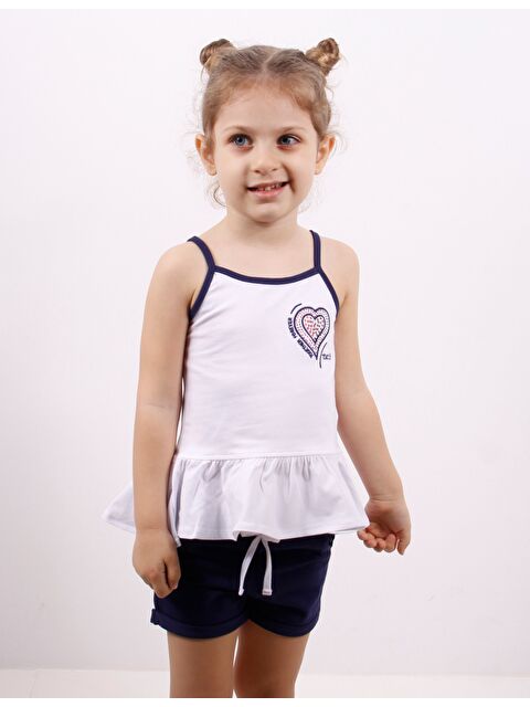 Toontoykids Kız Çocuk Kalp Nakışlı Şortlu Takım
