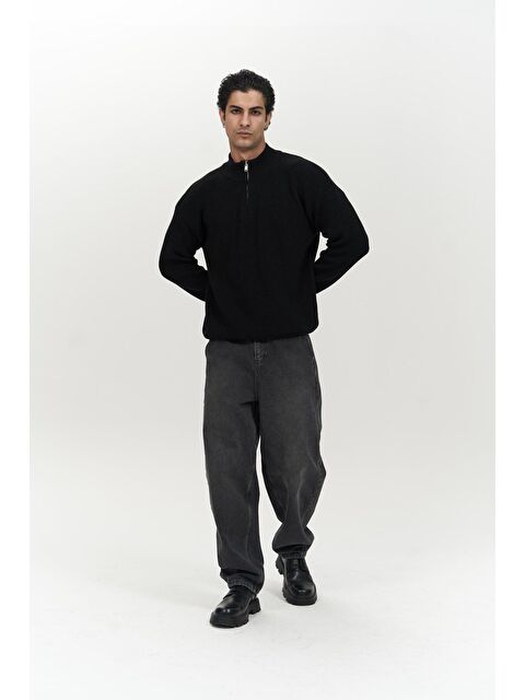 Mai Collection Mathis Siyah Balıkçı Yaka Erkek Triko Kazak