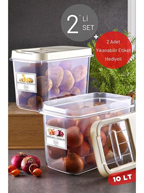 Nandy Home 2'Li Set 10 Lt Kolay Kayar Kapaklı Etiketli Multibox Patates & Soğan Saklama Kabı - S000012703-23173