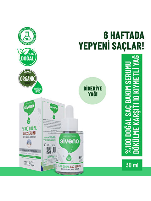 Siveno %100 Doğal Saç Bakım Serumu Biberiye Yağlı Dökülme Karşıtı Onarıcı 10 Mucizevi Yağ 30 ml - S000360713-23173