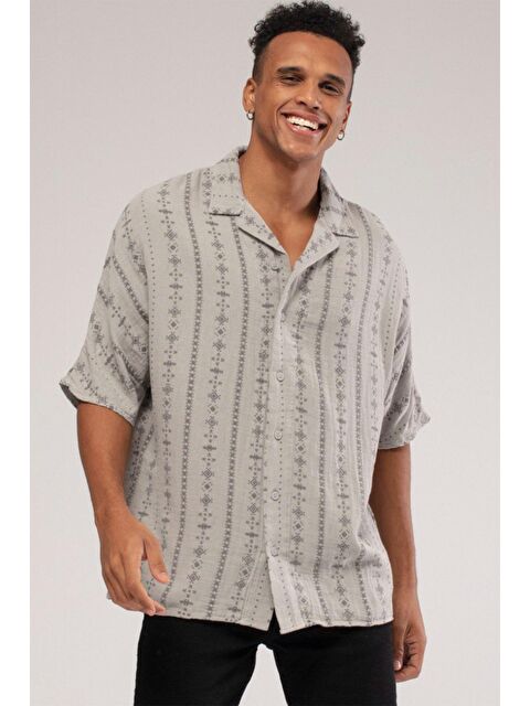 Xhan Gri Desenli Gömlek 3KXE2-46726-03 - S000028604-20600