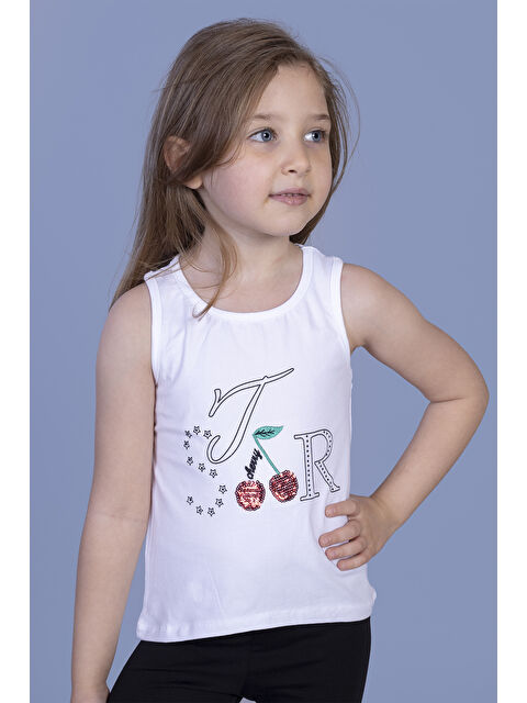 Toontoykids Kız Çocuk Kiraz Nakışlı Atlet