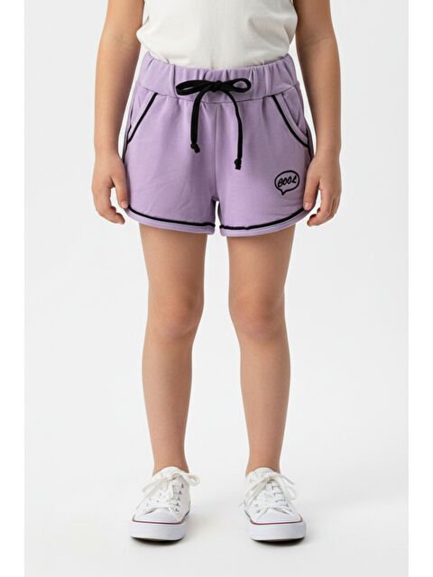 Toontoykids Kız Çocuk Beli Lastikli İki Yanı Cepli Nakışlı Şort