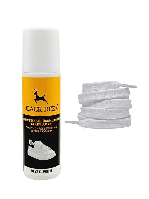 Black Deer Ayakkabı Deri Kumaş Boyası Beyaz ve Bağcık 100cm - S000012523-20063