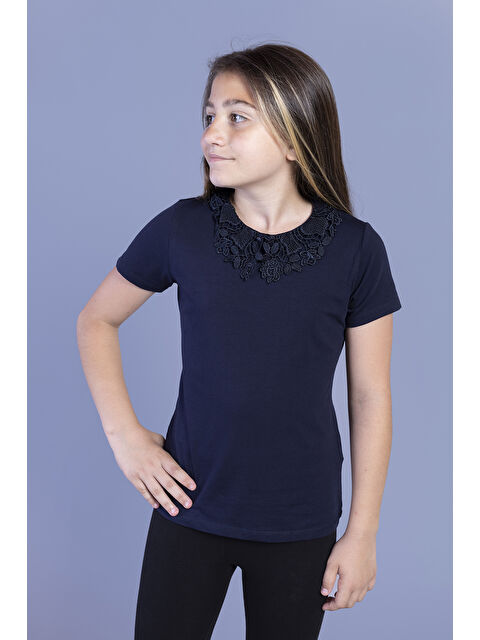 Toontoykids Kız Çocuk Dantel İşlemeli Tişört