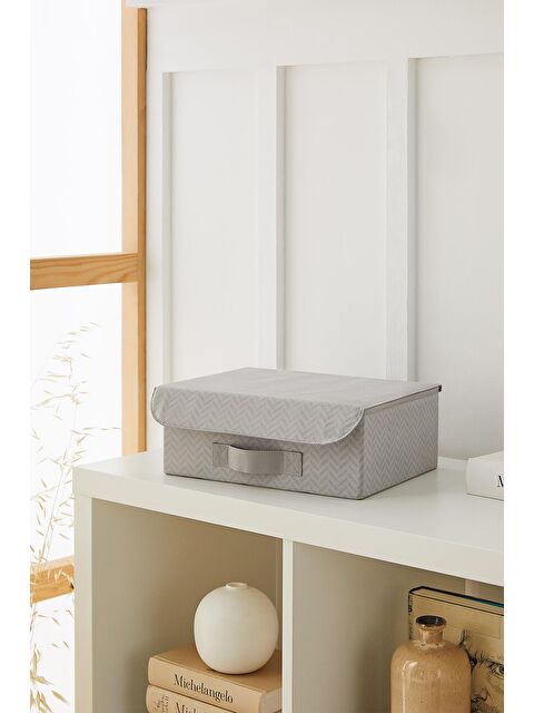 Ocean Home Textile Çekmece İçi Gri Balıksırtı Kapaklı Kutu 30 x 23 x 11 cm - S000148907-20600