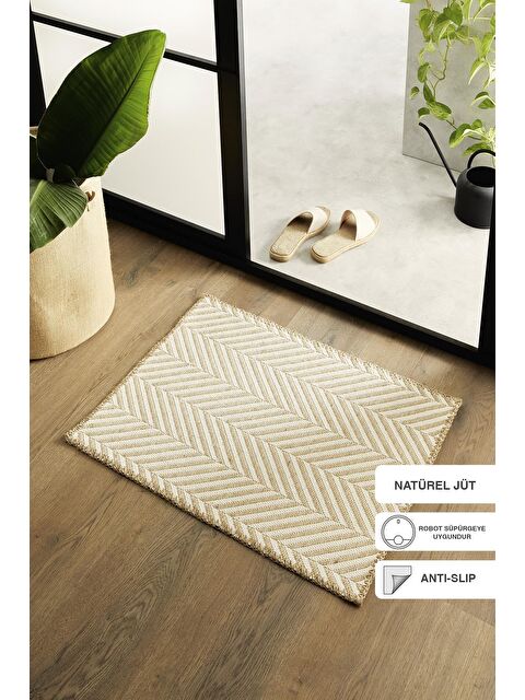 Ocean Home Textile Ekru Renk Balıksırtı Jüt Paspas 50 x 70 cm - S000145674-19965