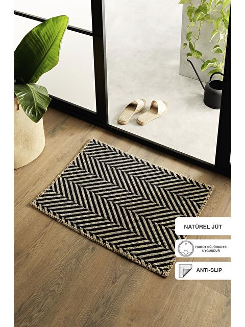 Ocean Home Textile Siyah Renk Balıksırtı Jüt Paspas 50 x 70 cm - S000161033-19351