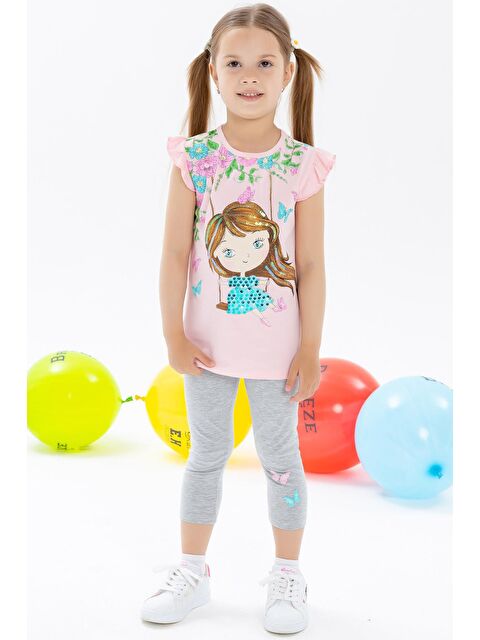 Breeze Kız Çocuk Taytlı Takım Sallanan Kız Baskılı Pudra (2-3 Yaş) - S000071538-23490