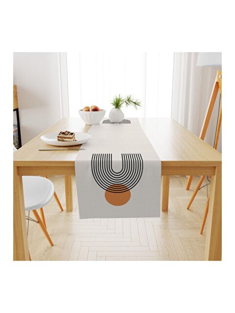 Evmila Kadife Dokuma Özel Tasarım Soyut Desenli Runner 40x140 cm - S000085053-23173