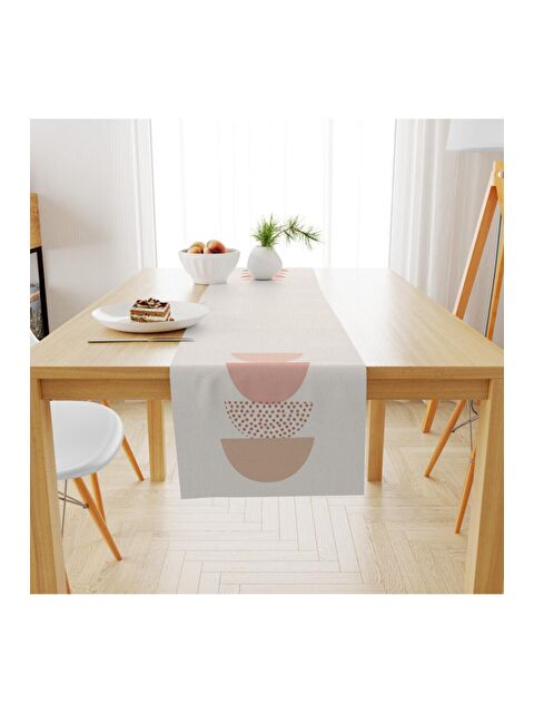 Evmila Kadife Dokuma Özel Tasarım Soyut Desenli Runner 40x140 cm - S000085057-23173