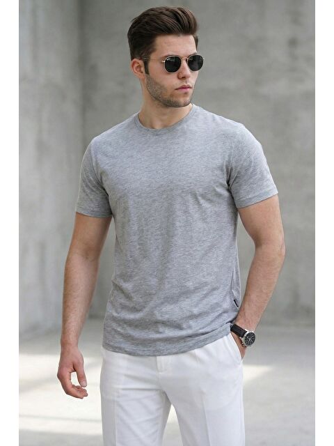 Madmext Gri Erkek %100 Pamuk Tişört 4951