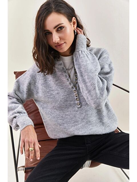 SHADE Kadın Yakası İlikli Balıkçı Yaka Çizgili Triko Kazak - S000033305-20600