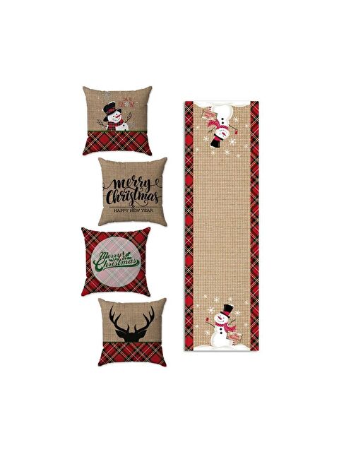 Evmila Yılbaşı Temalı 4lü Kırlent Kılıfı Ve Runner 5li Set 40x140 cm - S000085166-23173