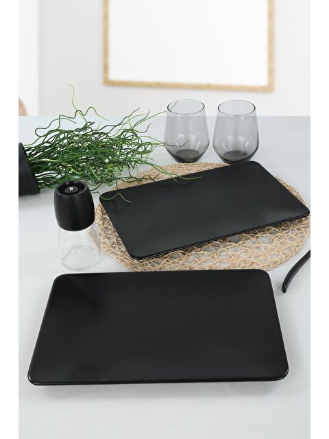 Keramika Mat Siyah Kayık Tabak 31X21 Cm 2 Adet - S000052281-22238