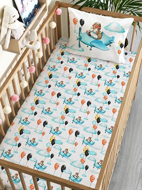 Evmila Hayvan Desen B+F24:W25askılı Bebek Boy Lastikli Çarşaf Seti 60x120 cm - S000081509-23173