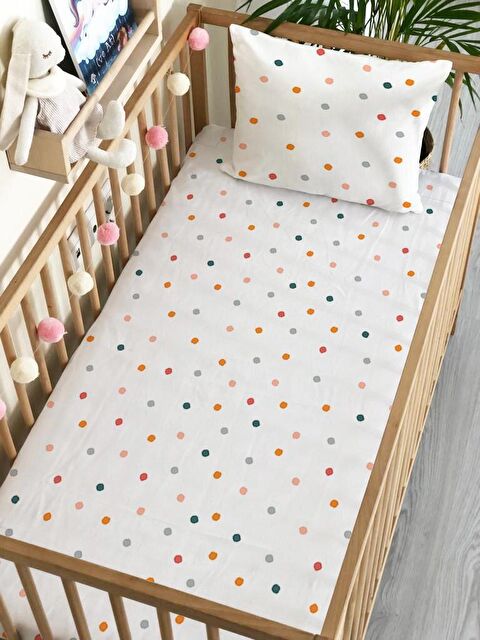 Evmila Puantiye Desen Baskılı Bebek Boy Lastikli Çarşaf Seti 60x120 cm - S000081511-23173