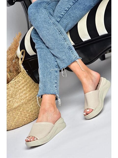 Fox Shoes P713330409 Bej Kadın Terlik - S000052287-19928