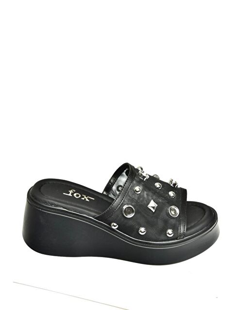Fox Shoes U973622009 Siyah Kalın Tabanlı Kadın Terlik - S000369408-19351