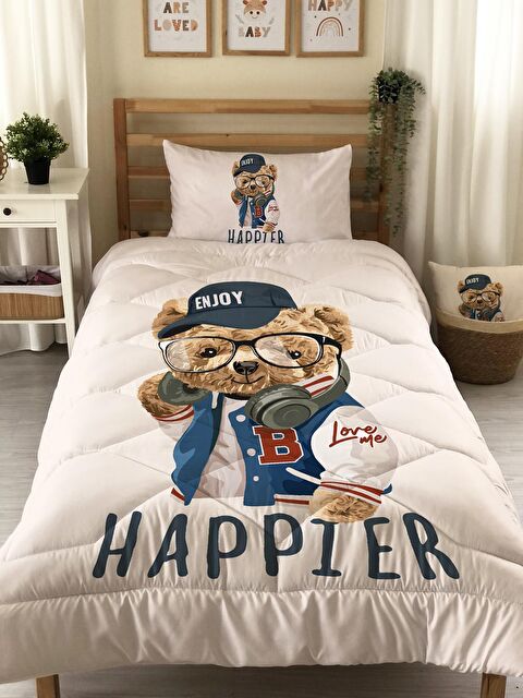 Evmila Teddy DesenliKapitone Yorgan,Dekoratif Yatak Örtüsü - Çift Taraf Baskılı - S000055989-19966