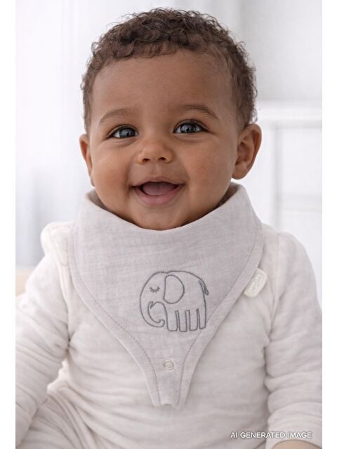 Babyjem Emzik Askılı Müslin Önlük Gri - S000133308-20600