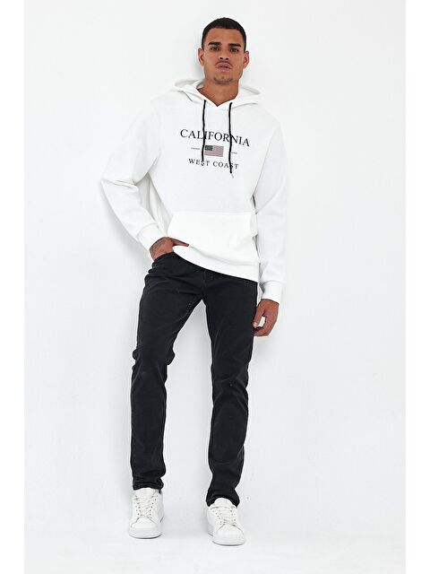 Süperlife Regular Fit İçi Polarlı 3 İplik Kanguru Amerikan Baskılı Cepli Erkek Hoodie Spr24sw01 - S000056217-19965