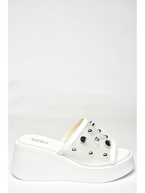 Fox Shoes U973622009 Beyaz Kalın Tabanlı Kadın Terlik - S000369408-20063