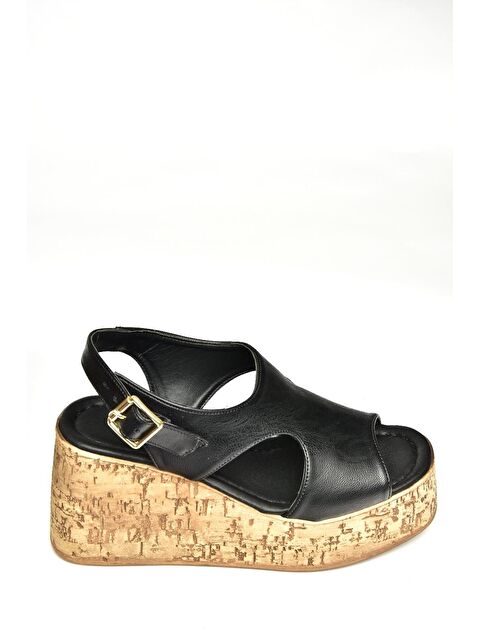 Fox Shoes U9967550 Siyah Kadın Dolgu Topuklu Ayakkabı - S000356747-19351