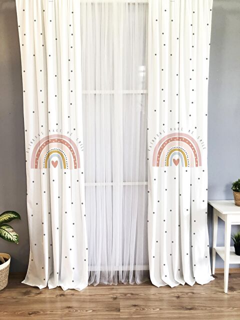 Evmila Desenli Çocuk Ve Bebek Odası TEK KANAT Fon Perde - S000062419-23173