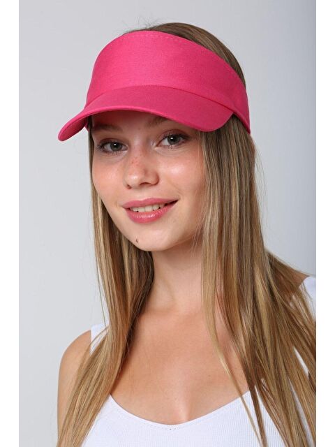 Luminos Butik Kadın Vizör - Tenisçi - Golf / Siperlik Fuşya Şapka Spk13