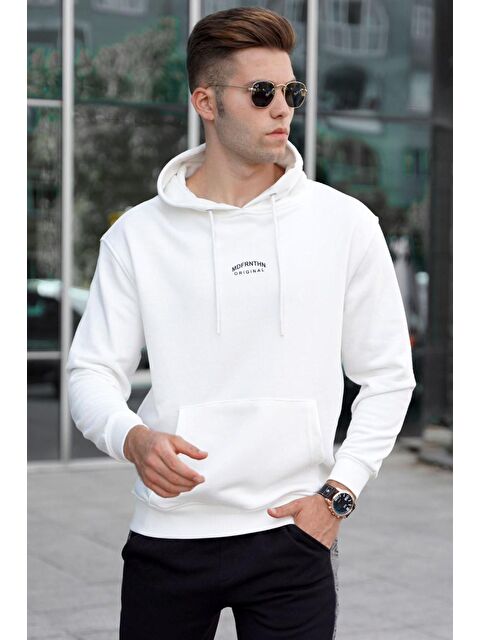 Madmext Ekru  Erkek Kapüşonlu Sweatshirt Hoodie 5314 - S000062375-19965