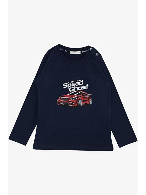 Breeze Erkek Çocuk Uzun Kollu Tişört Hayalet Araba Baskılı Lacivert (1.5-3 Yaş) - S000068483-21164