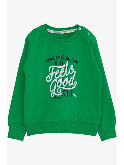 Breeze Erkek Bebek Sweatshirt Yazı Baskılı Yeşil (2 Yaş) - S000068441-18194