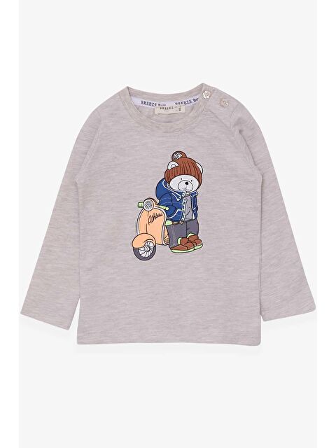 Breeze Erkek Çocuk Uzun Kollu Tişört Ayıcık Baskılı Bej Melanj (1.5-3 Yaş) - S000068490-19927