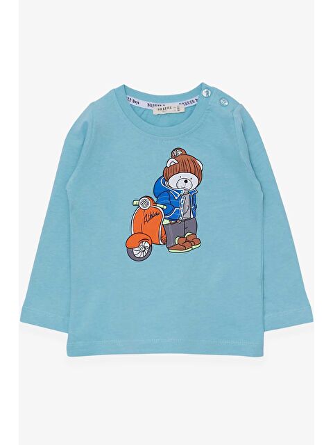 Breeze Erkek Bebek Uzun Kollu Tişört Ayıcık Baskılı Açık Mavi (1.5-2 Yaş) - S000068490-17437