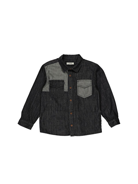 Panço Erkek Çocuk Siyah Jean Gömlek - S000259227-19351