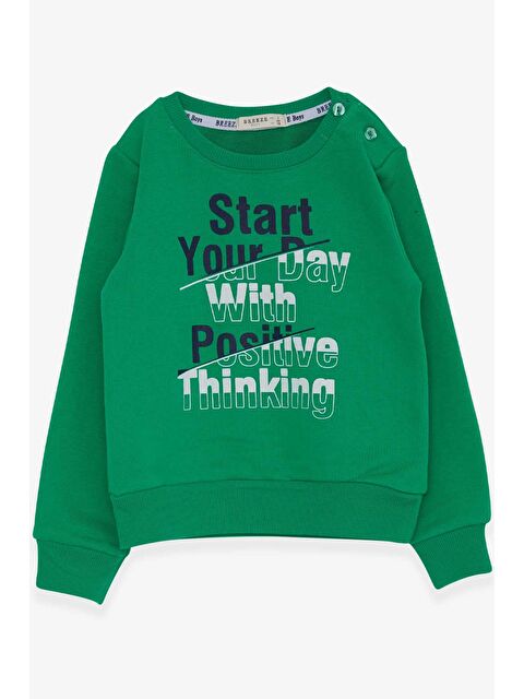 Breeze Erkek Bebek Sweatshirt Yazı Baskılı Yeşil (2 Yaş) - S000068444-18194