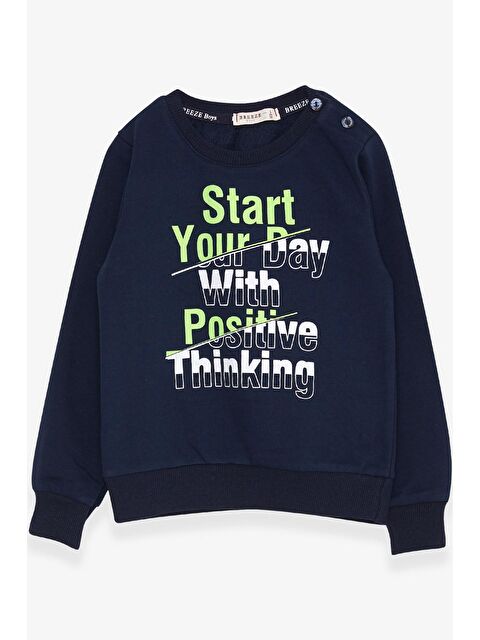 Breeze Erkek Bebek Sweatshirt Yazı Baskılı Lacivert (2 Yaş) - S000068444-21164
