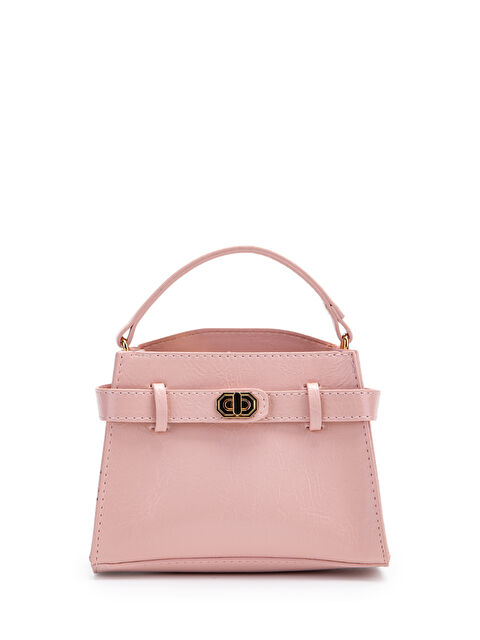 Minebag Kilit Aksesuar Kemer Detaylı Jessie Kadın Çapraz Çanta Pudra