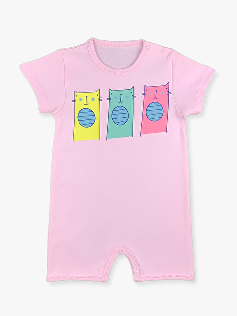 Luggi Baby Bisiklet Yaka Kısa Kollu Baskılı Kız Bebek Tulum - S000016750-20024