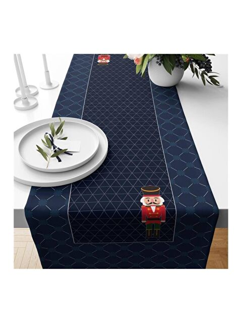 Evmila Yılbaşı Özel Kurşun Asker Desenli Kadife Runner 40x140 cm - S000085273-23173