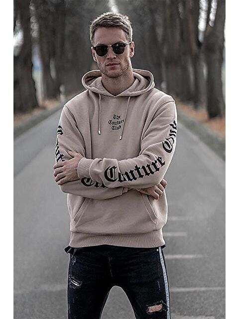Madmext Camel Baskılı Kapüşonlu Erkek Hoodie 2877 - S000049837-20472