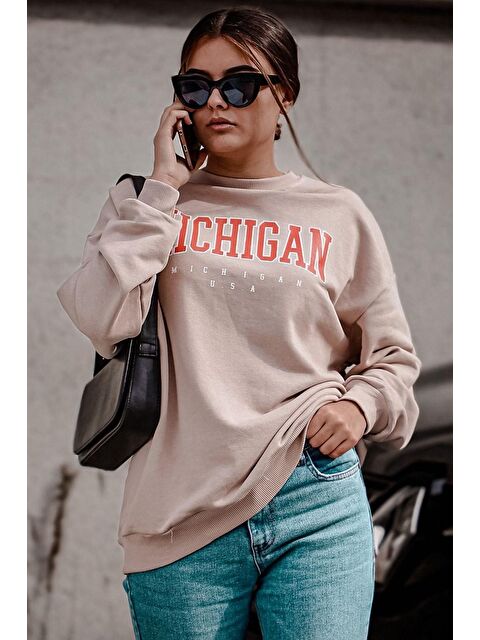 Madmext Bej Sweatshirt Mg785 - S000032358-19928